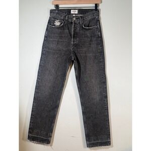 AGOLDE 90s Jean Size 25 Black Wash High Rise Straight Leg Raw Hem Button Fly